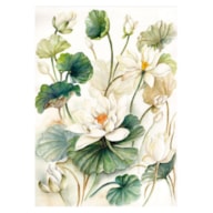 RICE PAPER  32x45CM WHITE FLOWERS  2390-697