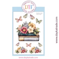 TRANSFER DTF-001G 20X28.5CM LIBRO FLORES Y MARIPOSAS