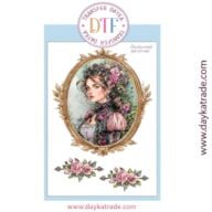 TRANSFER DTF-009P 14.28X19CM MOLDURA DAMA E FLORES