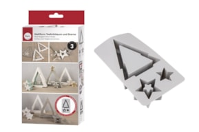 Silicone mould Tealight tree & stars, 14.5x26x4cm, 3 shapes