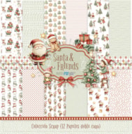 BLOCO 12 PAPELES SCRAP 30.5x31.8cm SANTA & FRIENDS PFY-15385