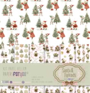 VELLUM SCRAP PAPER  30X31CM SANTA & FRIENDS PFY-15413