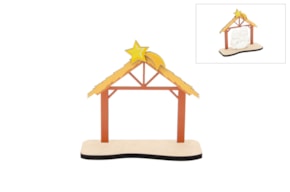 SET 4 CHRISTMAS HUT F/ NATIVITY 11.7X9.8X0.3CM MDF W/ BASE