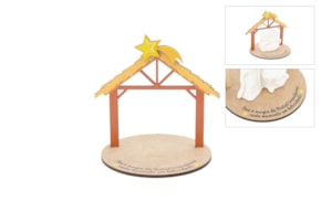 SET 4 CHRISTMAS HUT F/ NATIVITY 11.7X9.8X0.3CM MDF W/ BASE