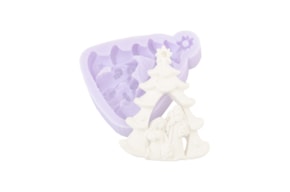 MOLDE SILICONE PINHEIRO COM PRESEPIO 7X8X1CM MLD305