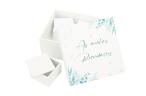 CAIXA RECORDAÇÕES MENINO LACADA BRANCA 18X18X8.5CM C/4 CX