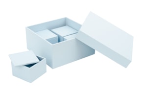 CAIXA RECORDAÇOES LACADA AZUL 18X18X8.5CM C/4 CX 7X7X4.5CM