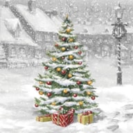 PAQUETE 20 SERVILLETAS 33X33CM TREE ON SQUARE CHRISTMAS