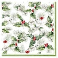 PAQUETE 20 SERVILLETAS 33x33CM NAVIDAD RAMAS ACEBO 303507