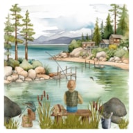 PAQUETE 20 SERVILLETAS 33x33CM PAISAJE LAGO PESCA 371121