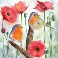PAQUETE 20 SERVILLETAS 33x33CM PAJAROS-AMAPOLAS 344591