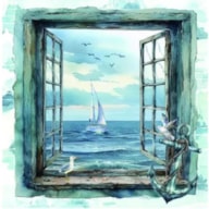 PAQUETE 20 SERVILLETAS 33x33CM VENTANA AL MAR 370240