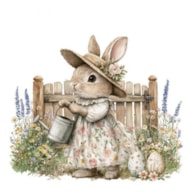TRANSFER DTF TEXTIL 24X23CM MRS RABBIT IN THE GARDEN ARTIS