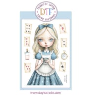 TRANSFER DTF-134P 14.28X19CM ALICE CON CARTAS Y RELOJ