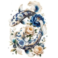 TRANSFER DTF TEXTIL 24X23CM PORCELAIN KOI ARTIS DECOR