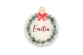 CHRISTMAS BALL W/ CUSTOMIZE NAME F+V 8.5X10X0.3CM ACRI