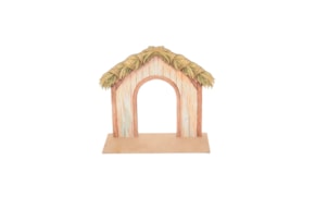 SET 2 CHRISTMAS HUT F/ NATIVITY 13.4X6X11.3X0.3CM MDF W/ BAS
