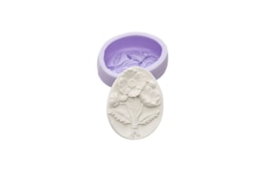 MOLDE SILICONE BASE OVAL CON FLOR 7.5X5.5X2.7CM  MLD354
