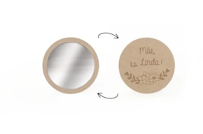 SET 2 ESPELHOS "MÃE ÉS LINDA" D.9X0.8CM MDF