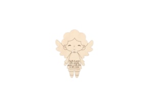 SET 6 ANGELS W/ PRAY 7.9X10X0.3CM POPLAR W.